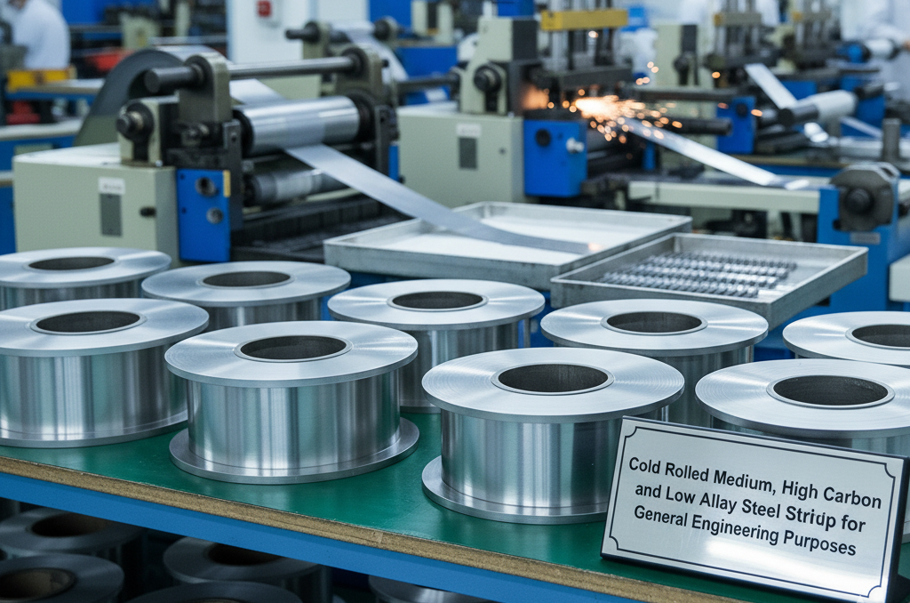 Cold rolled medium, high carbon and low alloy steel strip for general engineering purposes
