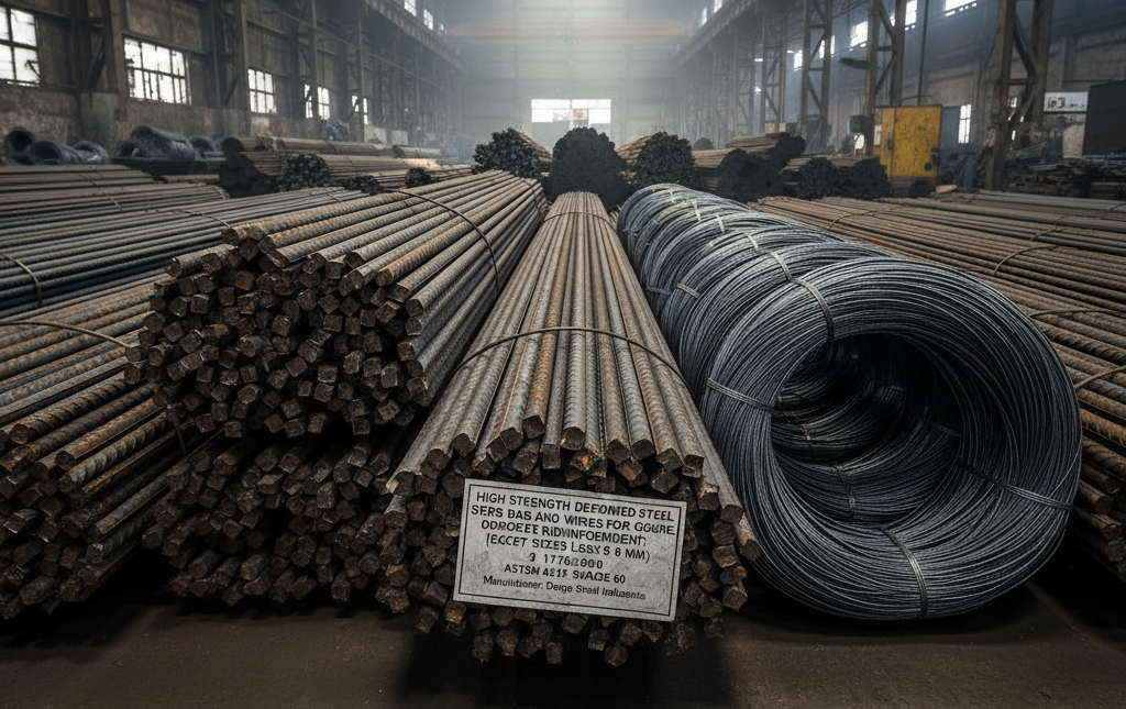 High Strength Deformed Steel Bars and Wires for Concrete Reinforcement (except sizes less than 8 mm)